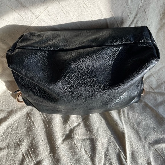 Frank Lyman Vintage Black Leather Shoulder Bag, NWOT - Picture 5 of 14